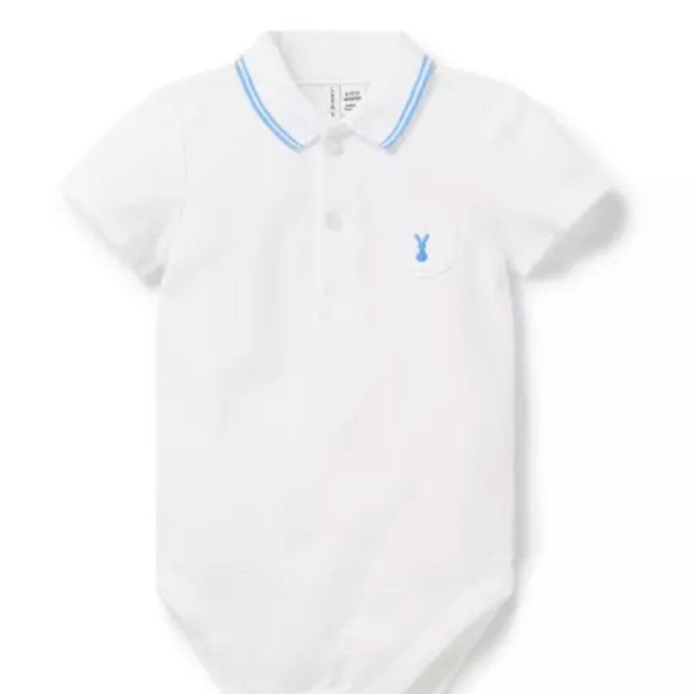 Janie and Jack 100048698 Baby Bunny Pique Polo Bodysuit  NWT
